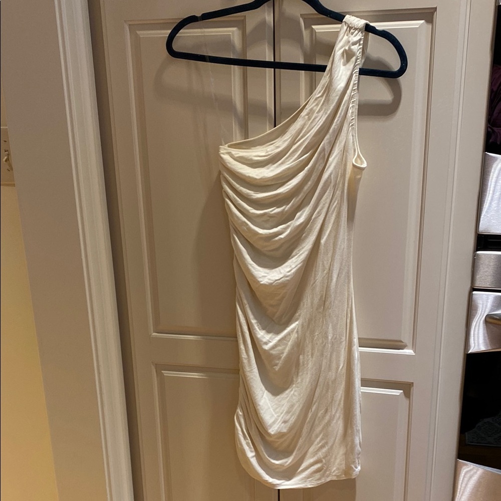 A New Day Cream One Shoulder Ruched Bodycon Dress